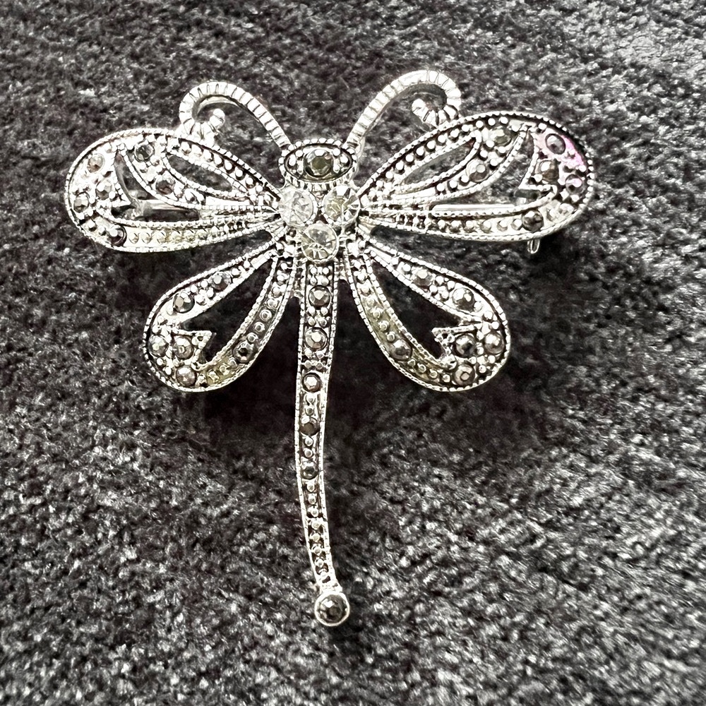 Vintage Crystal Rhinestone Dragonfly Brooch